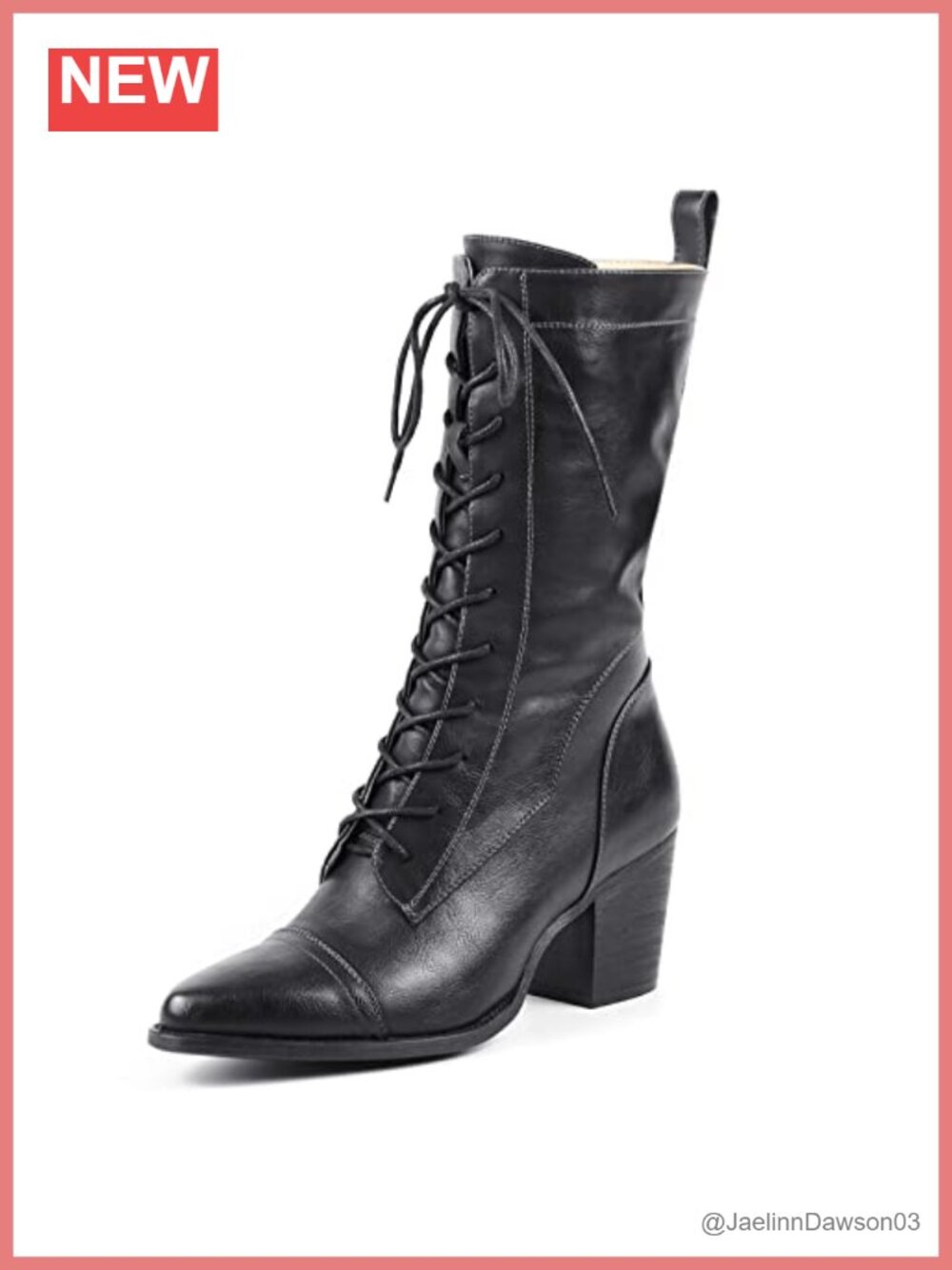UTIKLIOU Women's Mid Calf Combat Boots Lace Up Side Zipper Faux Fur Lining